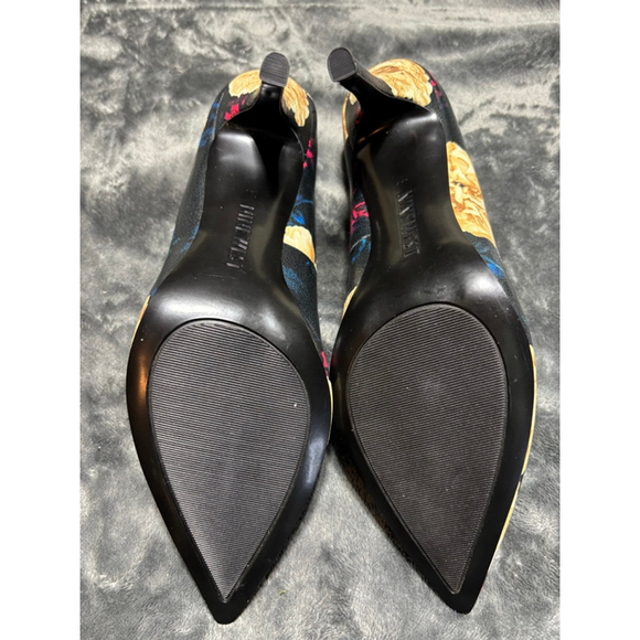 GUC Nine West "Flax" Black Floral Stiletto Heel Size 8 Medium - Picture 11 of 13